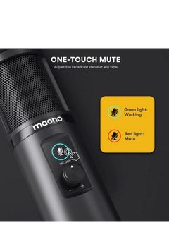 Maono AUPM421 USB Microphone Kit with One Touch Mute and Mic Gain Knob Professional Cardioid Condenser Podcast for live streaming Gaming Broadcasting Black  - Image 4