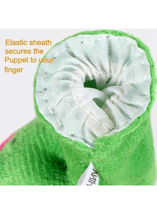 Set of 5 soft plush finger puppets made of small cartoon creatures for storytelling, educational performances, school learning puppets, and play theater (Elephant, Duck, Dog, and Hippos) - Image 5