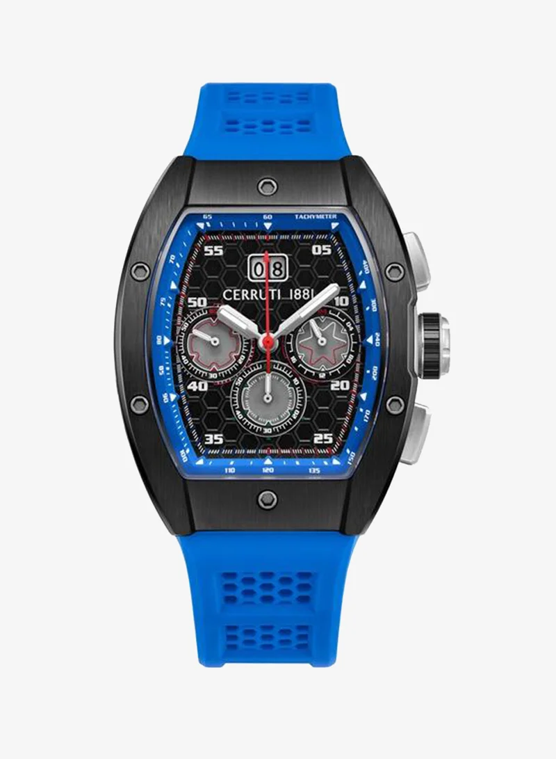 شيروتي 1881 Cerruti 1881 Ovaro Analog Black Watch For Men Sapphire Coated Curve Glass And Silicone Strap 51mm Water Resistant 5 ATM - CIWGO0042401