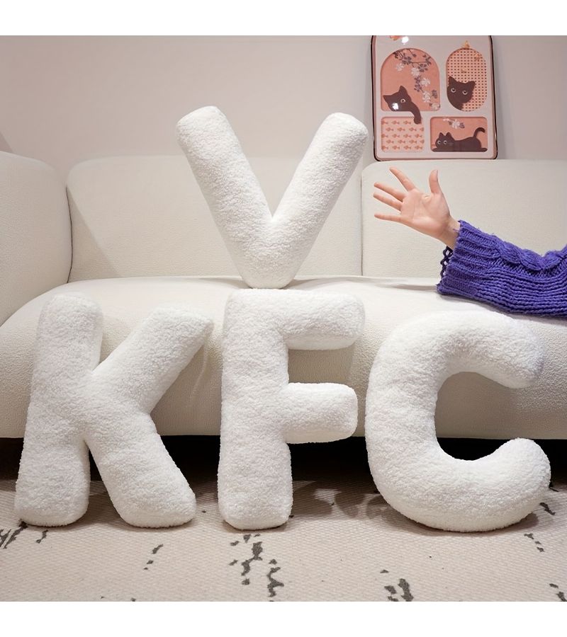 Customizable White Letter Throw Pillow Creative Sofa Decor Gift - Image 5