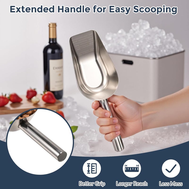 Mutclord Metal-Small Ice-Scoop for Freezer-Machine Bucket - 304 stainless steel food grade material | 8 Oz capacidad | With precise measurement scale lines - Image 5