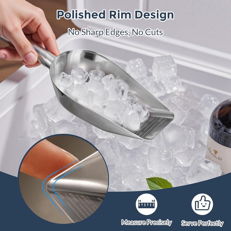Mutclord Metal-Small Ice-Scoop for Freezer-Machine Bucket - 304 stainless steel food grade material | 8 Oz capacidad | With precise measurement scale lines - Image 4
