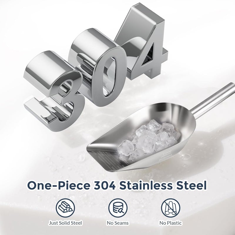 Mutclord Metal-Small Ice-Scoop for Freezer-Machine Bucket - 304 stainless steel food grade material | 8 Oz capacidad | With precise measurement scale lines - Image 3