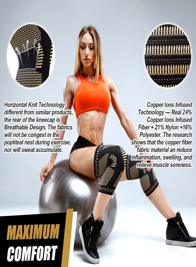 NEENCA Copper Knee Sleeves (Pair), Professional Knee Brace with Copper Ions Infused Fiber Technology, Premium Compression Support for Knee Pain, Sports, Workout, Arthritis, ACL, Joint Pain Relief. - Image 5