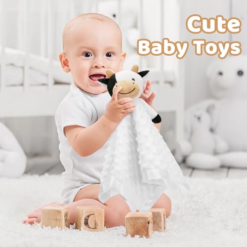 Pro Goleem Cow Security Blanket Soft Loveys for Babies for Boys and Girls Newborn Lovie Infant Blankie Cow Baby Stuff Baby Snuggle Toy Stuffed Animal Baby Gifts 16 Inch - Image 4