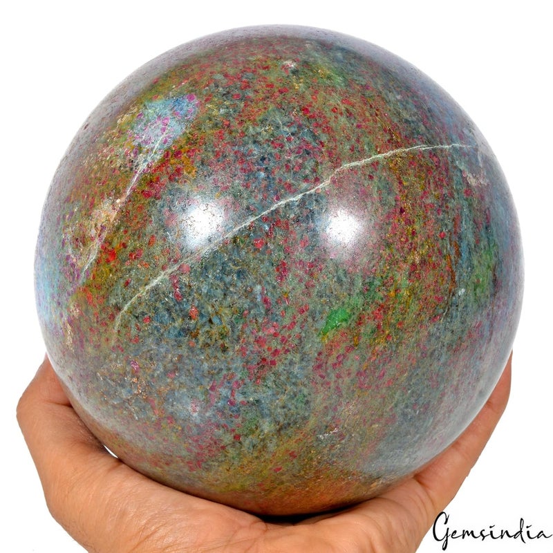 gemsindia Large Rare 6 AAA Grade Polished Ruby Fuchsite Sphere Crystal Healing Gem 68 Kg - Image 5