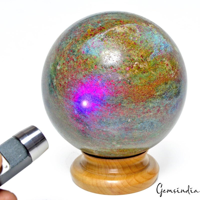 gemsindia Large Rare 6 AAA Grade Polished Ruby Fuchsite Sphere Crystal Healing Gem 68 Kg - Image 3