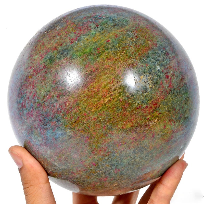gemsindia Large Rare 6 AAA Grade Polished Ruby Fuchsite Sphere Crystal Healing Gem 68 Kg - Image 1
