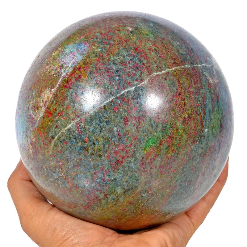 gemsindia Large Rare 6 AAA Grade Polished Ruby Fuchsite Sphere Crystal Healing Gem 68 Kg - Image 4