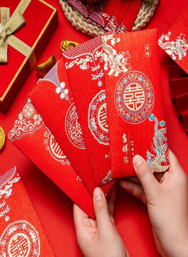 GDZRDFLH 8 pcs Chinese Red Envelopes Wedding Large Red Pocket Packet Cute HongBao Paper Lucky Money Envelope for Wedding Newlyweds Bride Groo - Image 2