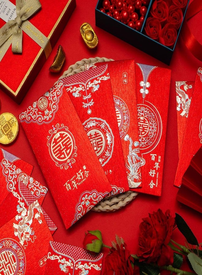 GDZRDFLH 8 pcs Chinese Red Envelopes Wedding Large Red Pocket Packet Cute HongBao Paper Lucky Money Envelope for Wedding Newlyweds Bride Groo - Image 3