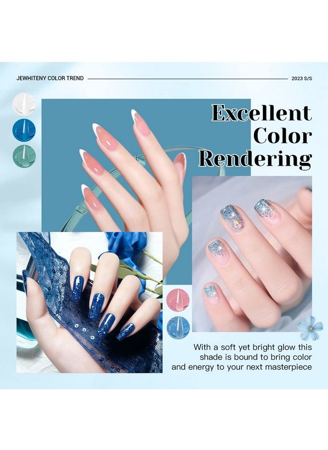 JEWHITENY 28 Colors Poly Nail Gel Kit Nude Pink Pink Blue Yellow Purple Glitter All In One Poly Extension Gel Starter Kit Poly Nail Gel Kit With U V Light Base Top Coat Gift For Women  - Image 4