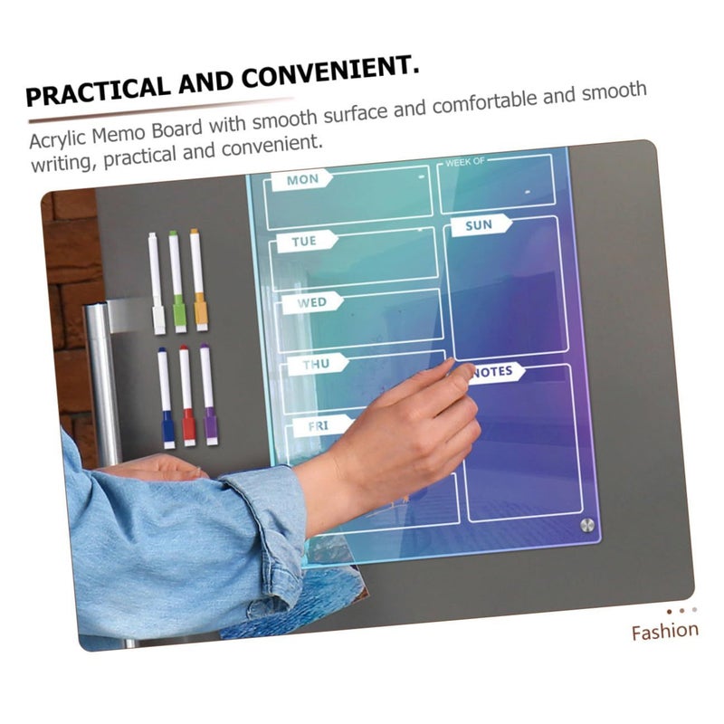 Acrylic Magnetic Dry Erase Board 7pcs Set with Markers for Refrigerator Wall Planning - Image 4