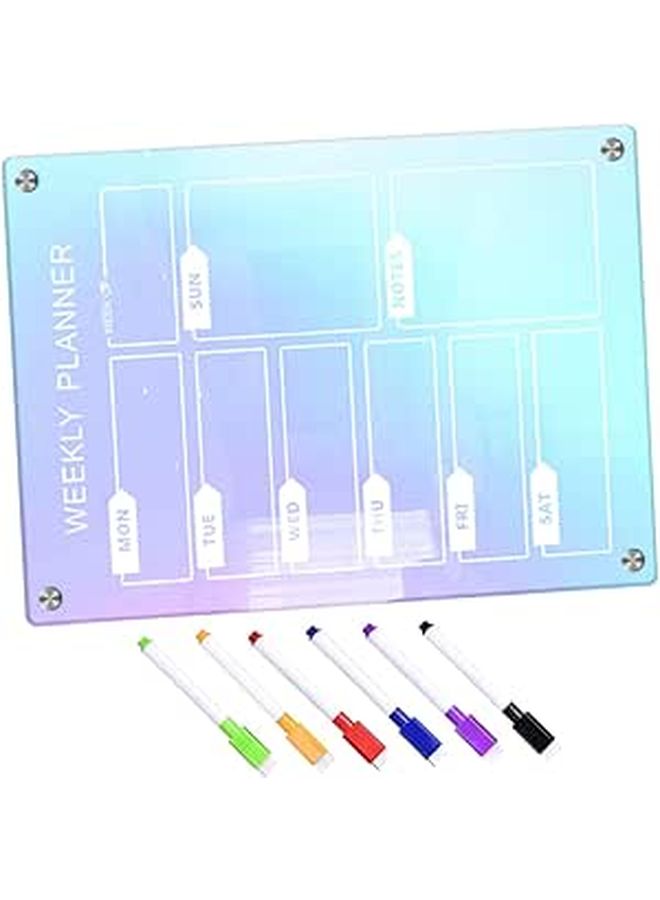 Acrylic Magnetic Dry Erase Board 7pcs Set with Markers for Refrigerator Wall Planning - Image 1