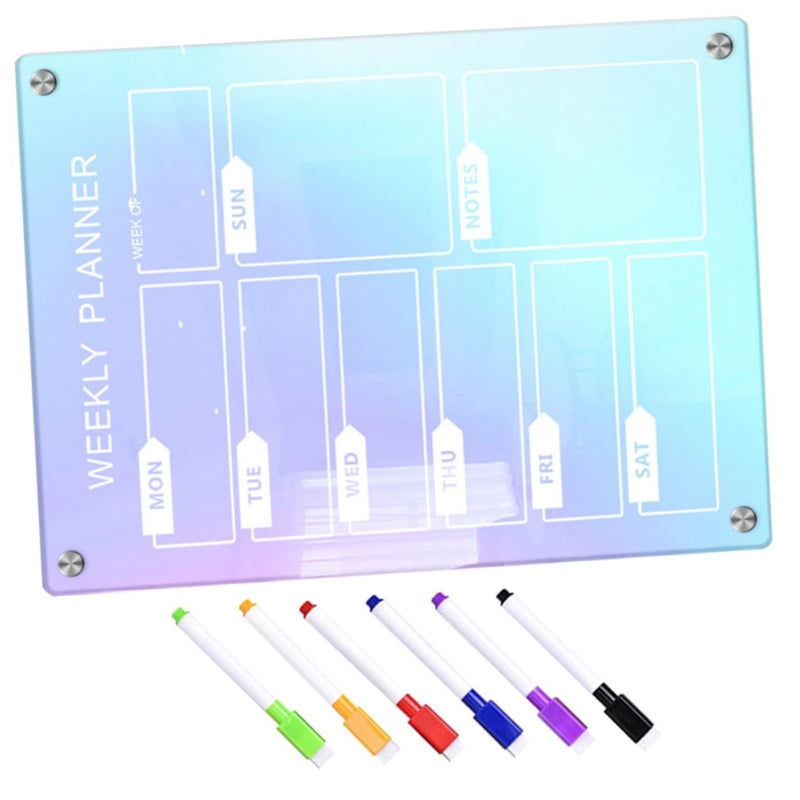 Acrylic Magnetic Dry Erase Board 7pcs Set with Markers for Refrigerator Wall Planning - Image 2