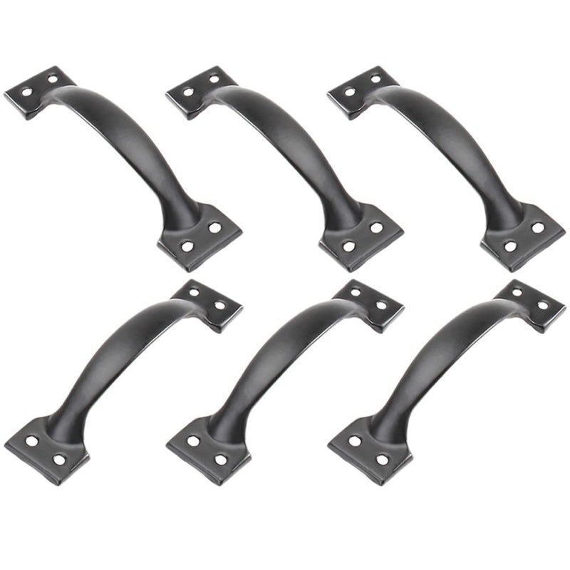 Vintage Black Iron Cabinet Handles 6PCS 6 Inch Arch Pulls For Wardrobe Drawer - Image 2
