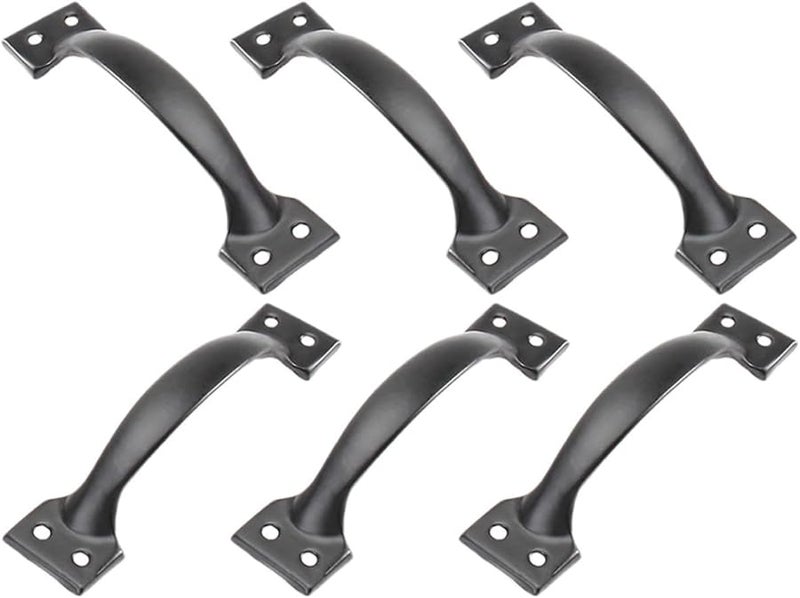 Vintage Black Iron Cabinet Handles 6PCS 6 Inch Arch Pulls For Wardrobe Drawer - Image 1