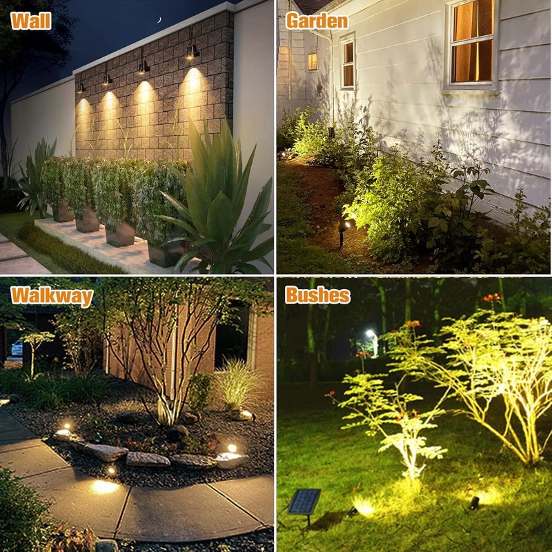 APONUO Metal Solar Spot Lights Outdoor with 9.8ft Cable Solar Powered Landscape Lighting Low Voltage IP65 Waterproof Auto On/Off for Outside Garden Yard Landscape Pathway Garage-Warm White(4-in-1) - Image 3