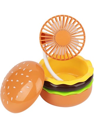 Portable Mini Desk Fan with Mirror, 3 Speeds Airflow, 360° Rotation, USB Rechargeable, Burger Shape Summer Gift Table Fan Handheld (Brown) - pzsku/ZA52C9BA85BC719F2D517Z/45/_/1732165855/53697735-f52d-41e7-bd84-841583a6442c