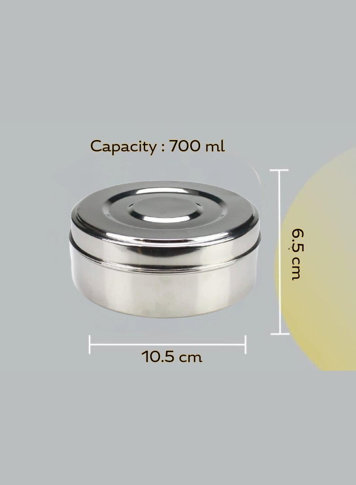 Ayda Stainless Steel Puri Dabba Food Storage Container, Airtight Container tiffin box 700ml - Image 3