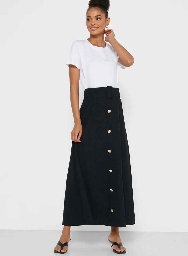 Ginger Button Down Belted Midi skirt
