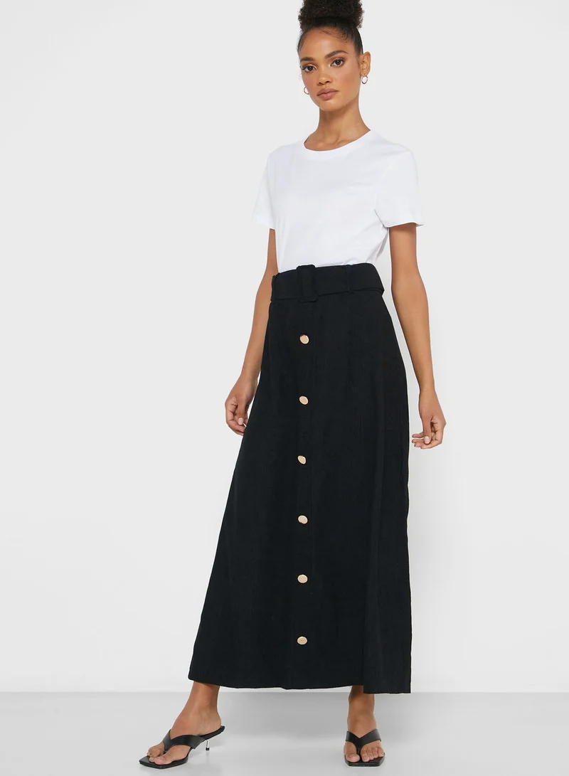 Ginger Button Down Belted Midi skirt