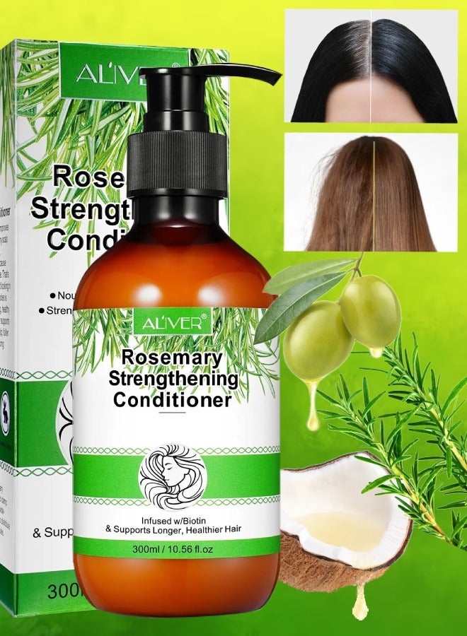 300ml Rosemary Strengthening Conditioner Hair Conditioner with Coconut and Olive Biotin Infused Conditioner Nourishes Moisturizes Strengthens Healthy Scalp Promote Hair Growth Rosemary Conditioner