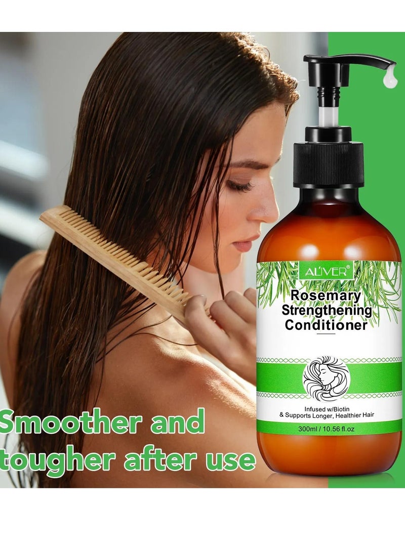 300ml Rosemary Strengthening Conditioner Hair Conditioner with Coconut and Olive Biotin Infused Conditioner Nourishes Moisturizes Strengthens Healthy Scalp Promote Hair Growth Rosemary Conditioner