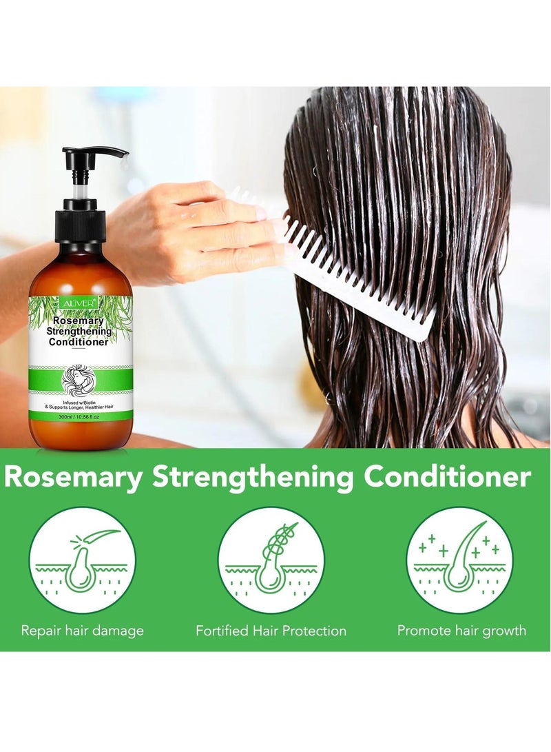 300ml Rosemary Strengthening Conditioner Hair Conditioner with Coconut and Olive Biotin Infused Conditioner Nourishes Moisturizes Strengthens Healthy Scalp Promote Hair Growth Rosemary Conditioner