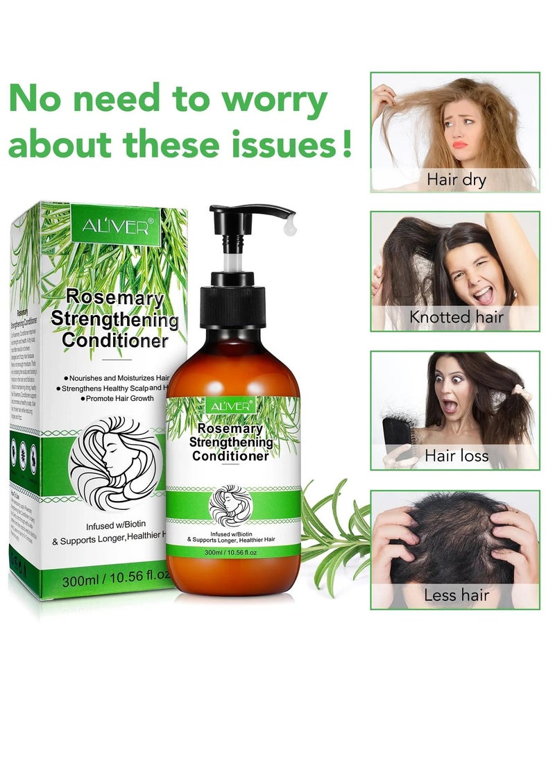 300ml Rosemary Strengthening Conditioner Hair Conditioner with Coconut and Olive Biotin Infused Conditioner Nourishes Moisturizes Strengthens Healthy Scalp Promote Hair Growth Rosemary Conditioner