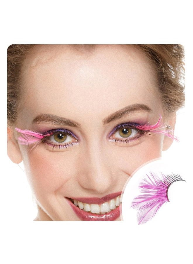 Dorisue Dorise Pink Eyelashes Light Pink Colorful Halloween lashes Barbie Eyelashes Cat eye style Feather Lashes P3 1 Pair - Image 1