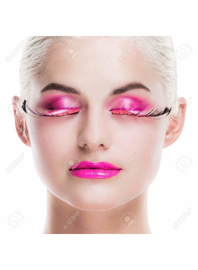 Dorisue Dorise Pink Eyelashes Light Pink Colorful Halloween lashes Barbie Eyelashes Cat eye style Feather Lashes P3 1 Pair - Image 5