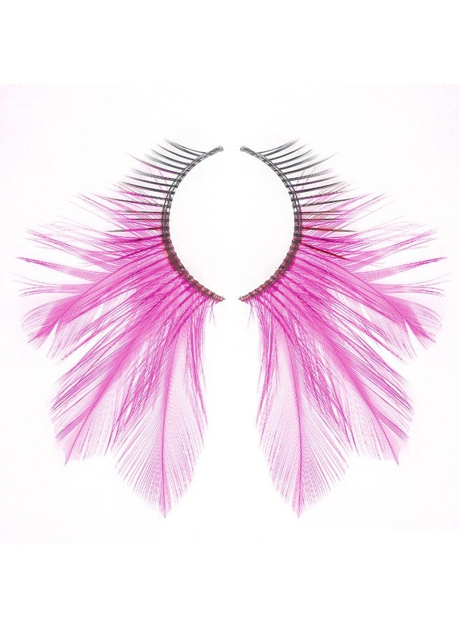 Dorisue Dorise Pink Eyelashes Light Pink Colorful Halloween lashes Barbie Eyelashes Cat eye style Feather Lashes P3 1 Pair - Image 2