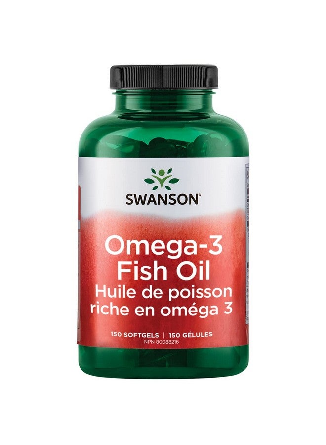 SWANSON Omega 3 Fish Oil Supplement Heart Brain And Joint Support Gmofree Efas 180 Mg Epa Plus 120 Mg Dha 150 Softgel Capsules Lemon Flavor - Image 1