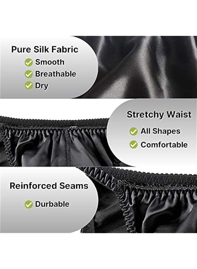 Men's 100% Pure Mulberry Silk Underwear String Bikini Underpants Breathable Large Size Soft Briefs - Image 4