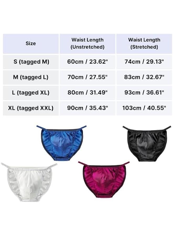 Men's 100% Pure Mulberry Silk Underwear String Bikini Underpants Breathable Large Size Soft Briefs - Image 5