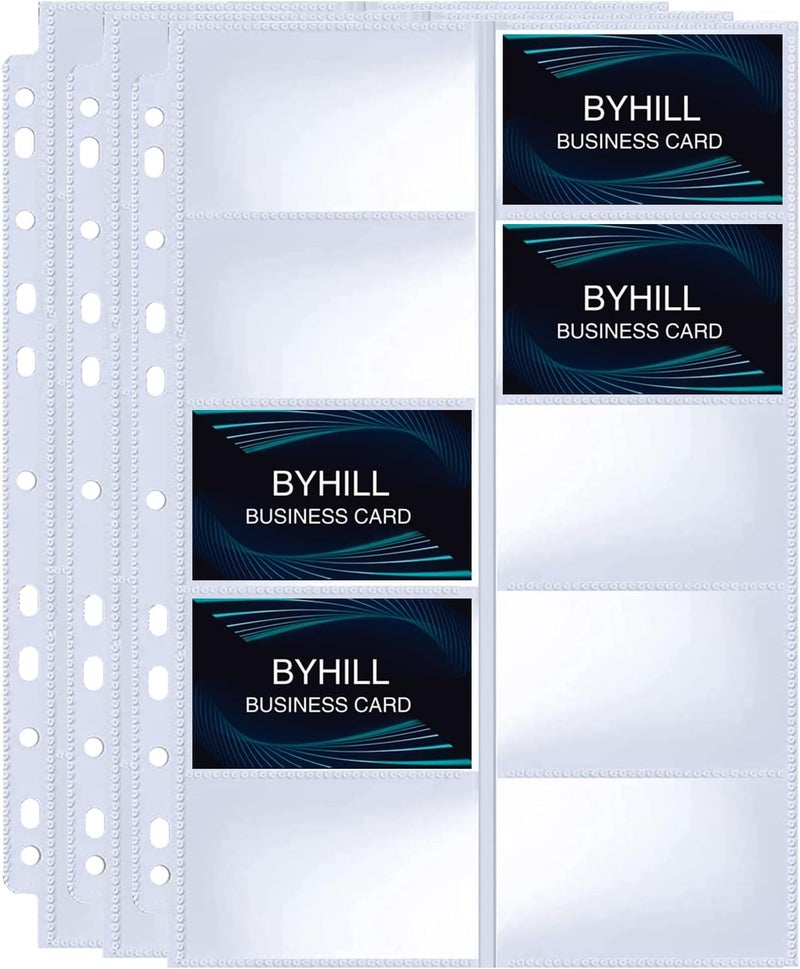 BYHILL 30 قطعة، 600 جيب، أكمام بطاقات العمل لأوراق الملفات، صفحات بطاقات عمل فائقة الوضوح لملفات الحلقات 2/3/4، صفحات بطاقات ائتمان مزدوجة الجوانب بسعة 10 جيوب - Image 1