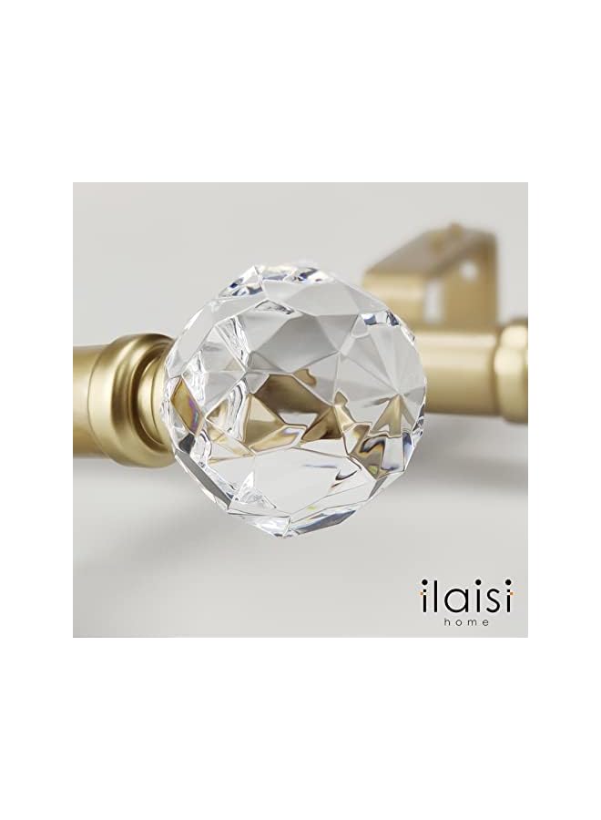 The Bros Double Curtain Rod Set:1-1/8 Inch Diameter Luxury Gold Curtain Rods,72-144 Inch Adjustable Gold Drapery Rod with Crystal-clear Faceted Finials for 1 Pack - Image 5