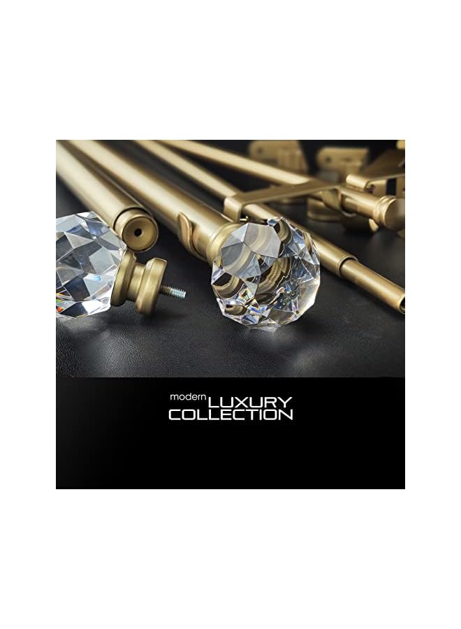The Bros Double Curtain Rod Set:1-1/8 Inch Diameter Luxury Gold Curtain Rods,72-144 Inch Adjustable Gold Drapery Rod with Crystal-clear Faceted Finials for 1 Pack - Image 2