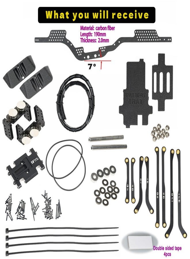 RampCrab Carbon Fiber Chassis Kit for SCX24, 7° Angled Skid, LCG Chassis Kit for SCX24 Gladiator & Dodge Power Wagon - Image 5