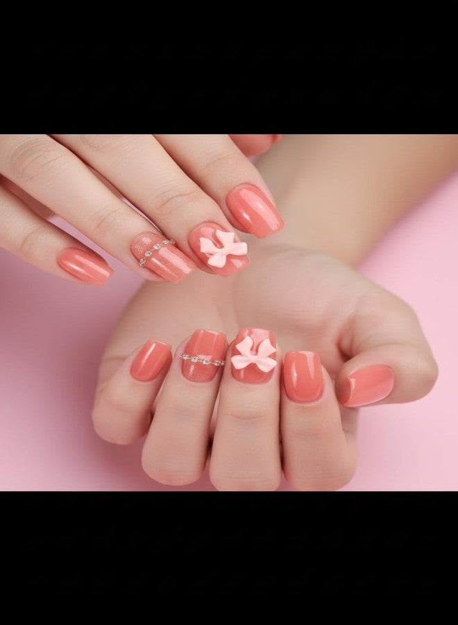 ERITIN Premium Press On Nails | Glossy Reusable Fake Nails with Glue | Long Lasting Salon Finish | Cute Glitter Ombre Pearl Rhinestone Nail Art | Full Cover Acrylic False Nails for Women & Girls - Image 2