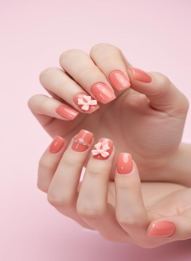 ERITIN Premium Press On Nails | Glossy Reusable Fake Nails with Glue | Long Lasting Salon Finish | Cute Glitter Ombre Pearl Rhinestone Nail Art | Full Cover Acrylic False Nails for Women & Girls - Image 3