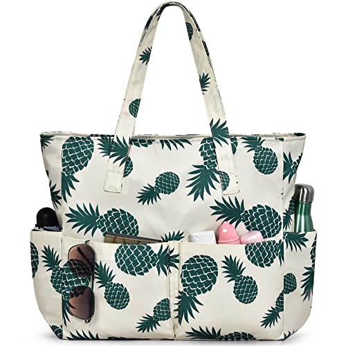 oscaurt Beach Bags for Women Large Waterproof Sandproof Beach Tote Swim Pool Bag with Zipper for Travel Vacation Essentials - Image 1