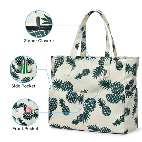 oscaurt Beach Bags for Women Large Waterproof Sandproof Beach Tote Swim Pool Bag with Zipper for Travel Vacation Essentials - Image 2