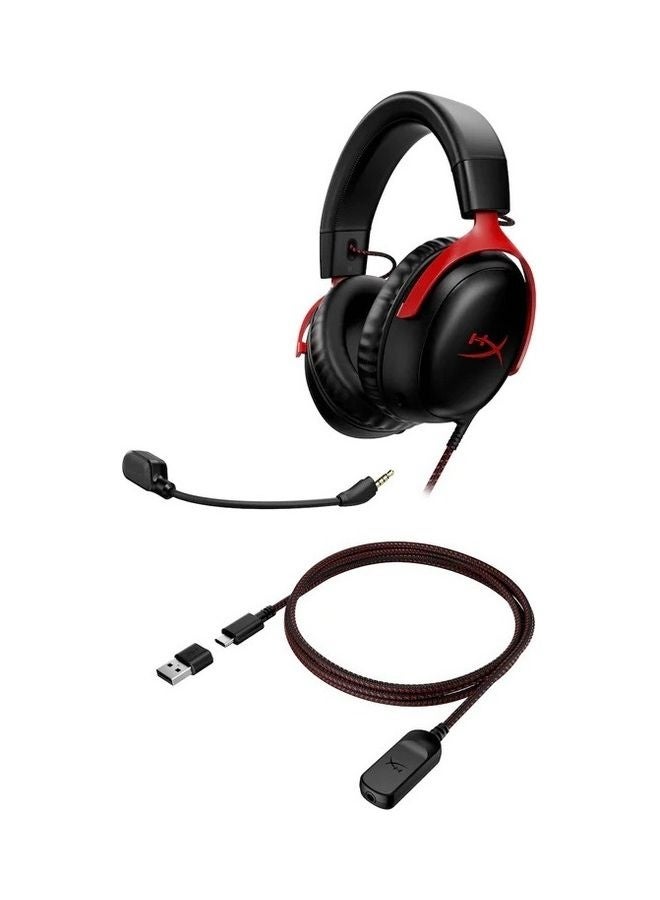 Cloud III – Wired Gaming Headset (Chinese Version), PC, PS5, Xbox Series X|S, Angled 53mm Drivers, DTS, Memory Foam, Durable Frame, Ultra-Clear 10mm Mic, USB-C, USB-A, 3.5mm – Black/Red - Image 5