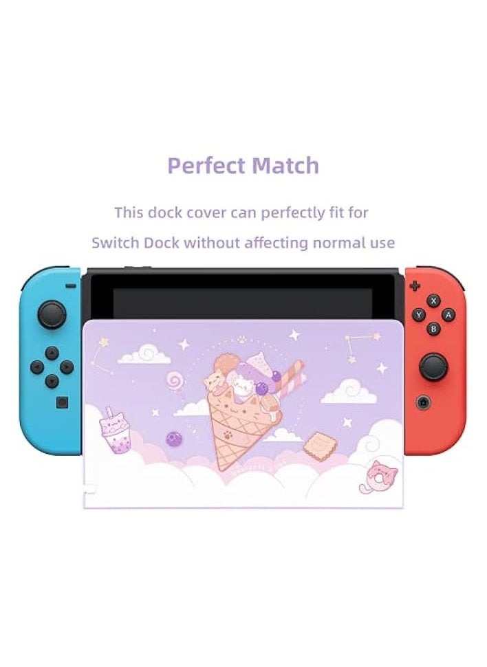PROMASS - Anti Scratch Switch Dock Cover- Hard Faceplate Sleeve Pad for Switch Dock- DIY Replacement Shell Compatible with Switch Dock(Ice Cream Cat) - Image 1