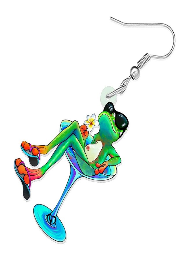BONSNY Dangle Cute Funky Green Frog Earrings Animals Novelty Hypoallergenic Jewelry For Women Gifts (Turquoise) - Image 4