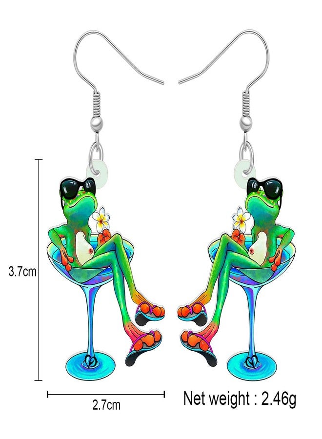 BONSNY Dangle Cute Funky Green Frog Earrings Animals Novelty Hypoallergenic Jewelry For Women Gifts (Turquoise) - Image 5