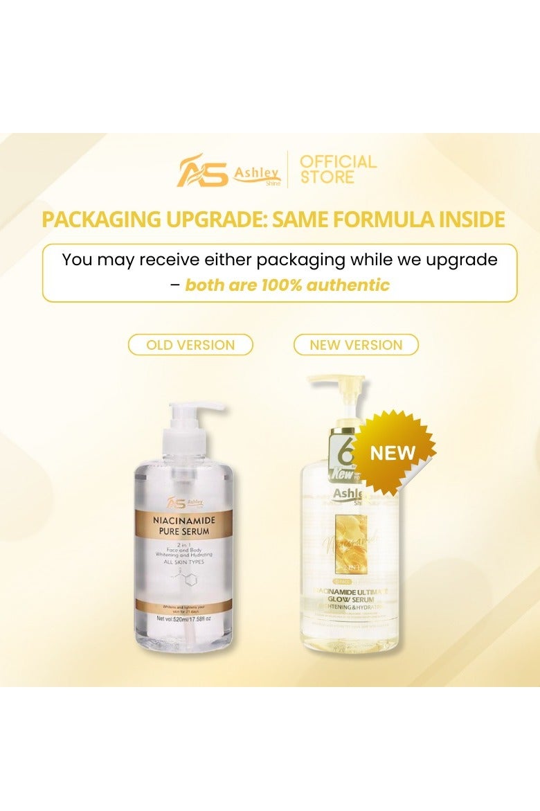 Ashley Niacinamide Pure Serum 520ml for Face and Body Skin Brightening Hydrating Serum Large Size Daily Moisturizer for All Skin Types - Image 2