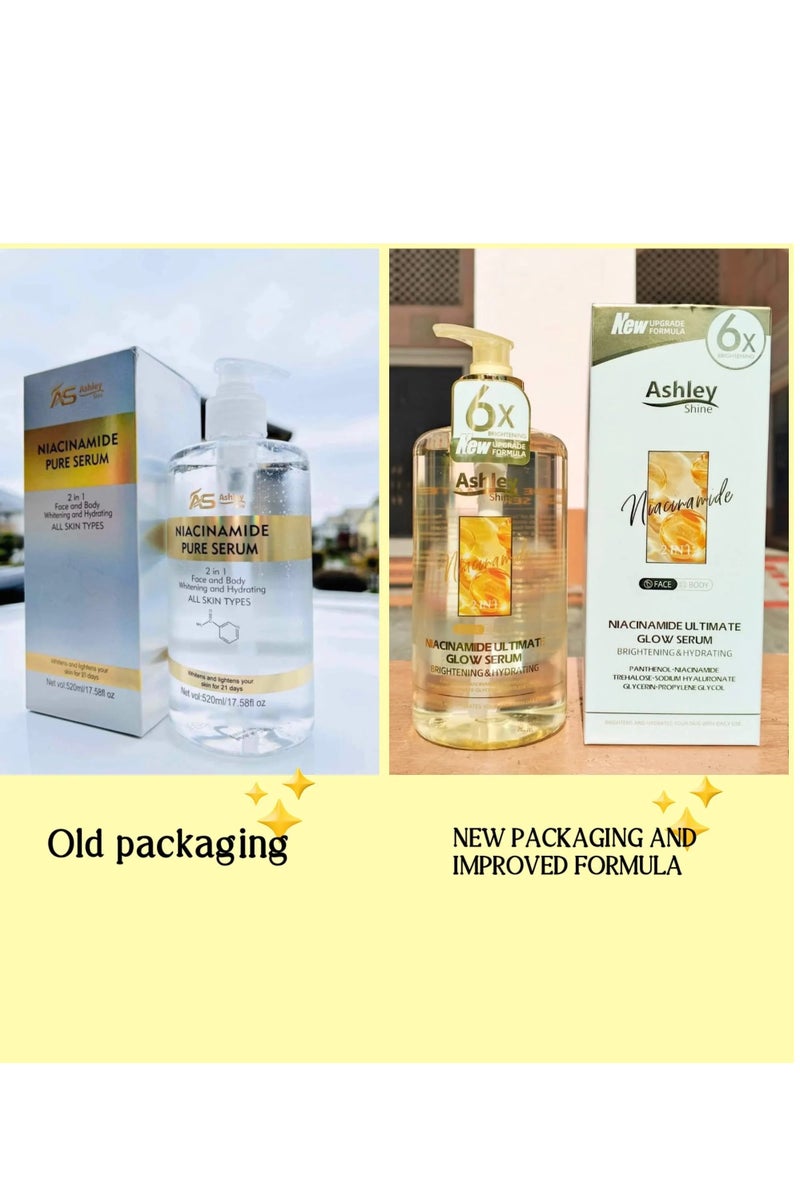 Ashley Niacinamide Pure Serum 520ml for Face and Body Skin Brightening Hydrating Serum Large Size Daily Moisturizer for All Skin Types - Image 3